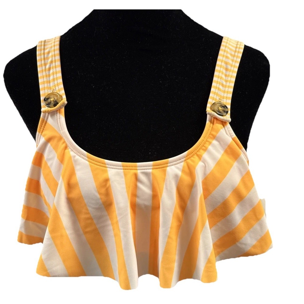 NEW Arizona Jean Company Yellow And White Strip Bikini Top Size Small With Tags‎
